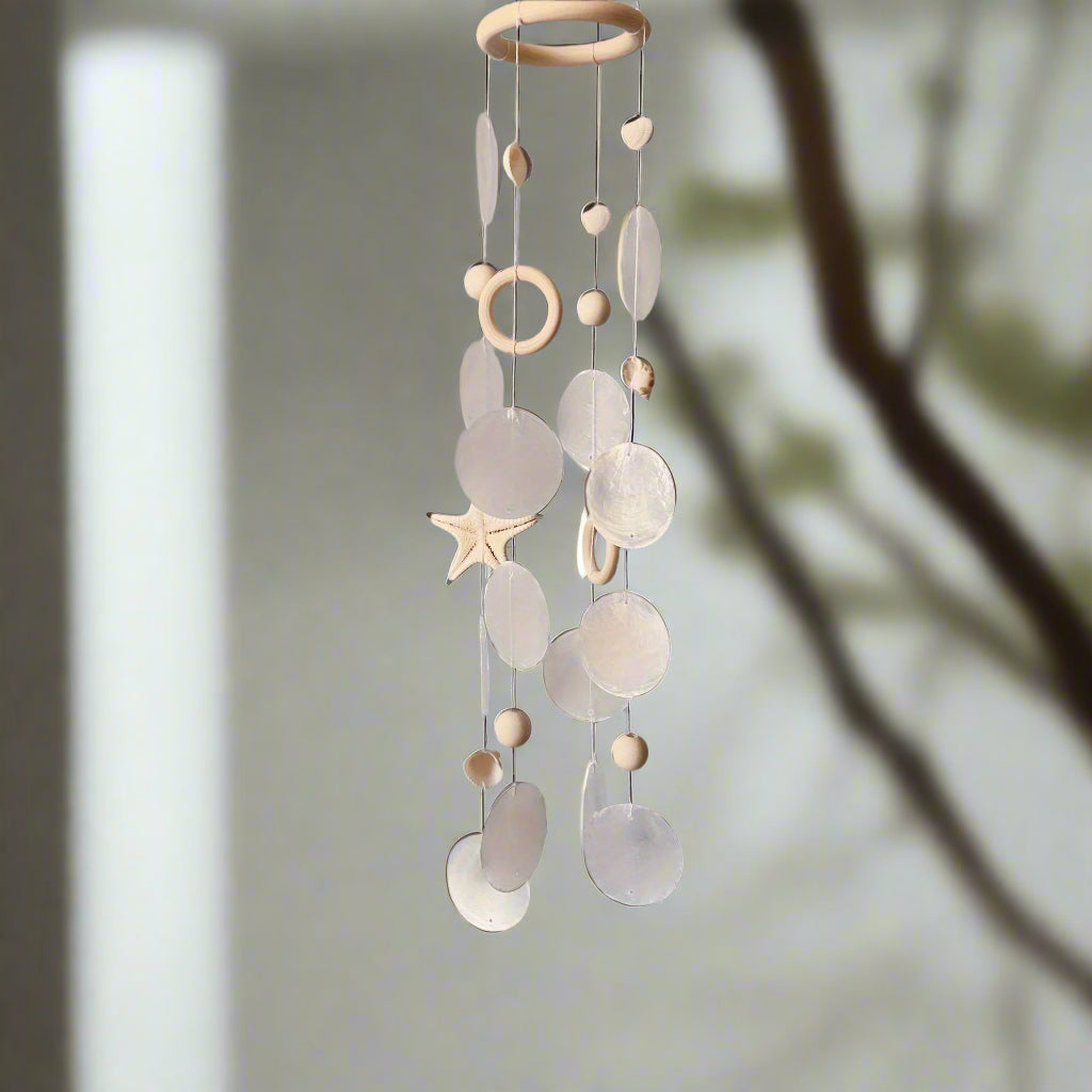 SeaWhispers - Coastal Shell and Starfish Wind Chime Decor