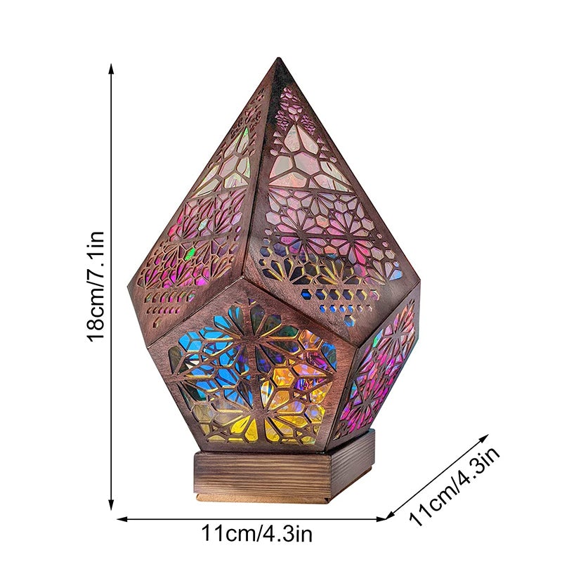 Celestia Bohemian Wooden Star Projector Lamp – Colorful LED Night Light