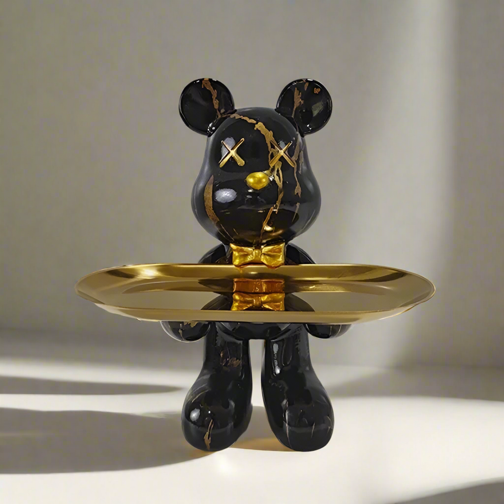 ButlerBear Decorative Bear Sculpture with Tray – Functional Home Accent