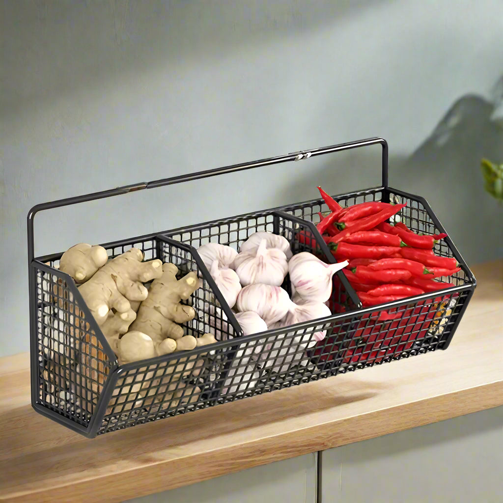 Wall-Mounted Kitchen Storage Basket – Space-Saving Hanging Organizer