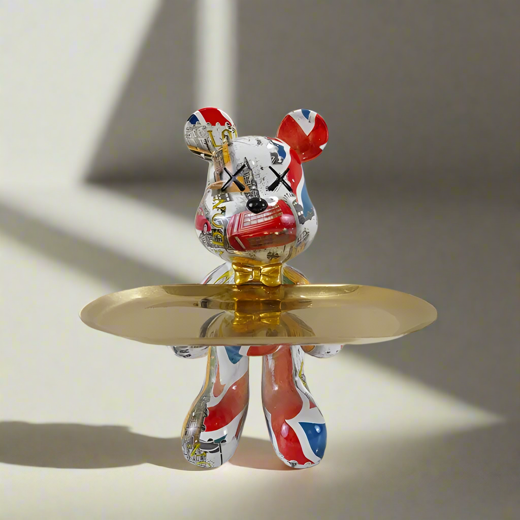 ButlerBear Decorative Bear Sculpture with Tray – Functional Home Accent