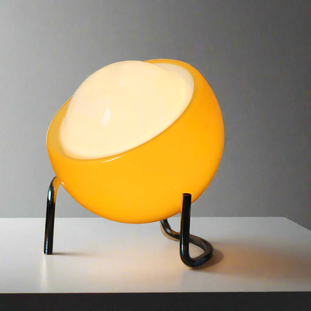 LumoOrb - Mid-Century Modern Table Lamp with Orange Sphere Shade