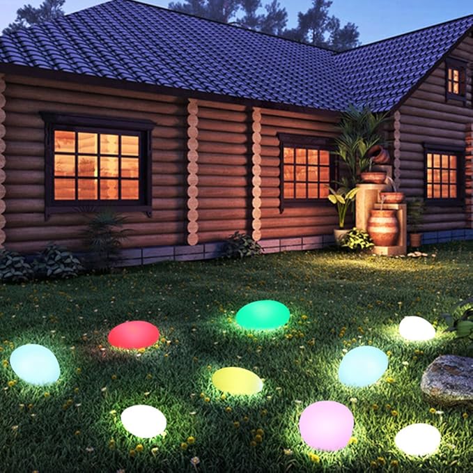 GlowPebble - Solar-Powered Stone Style LED Pathway Lights
