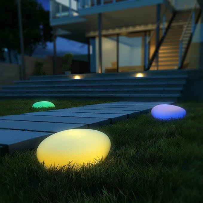 GlowPebble - Solar-Powered Stone Style LED Pathway Lights