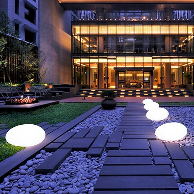 GlowPebble - Solar-Powered Stone Style LED Pathway Lights