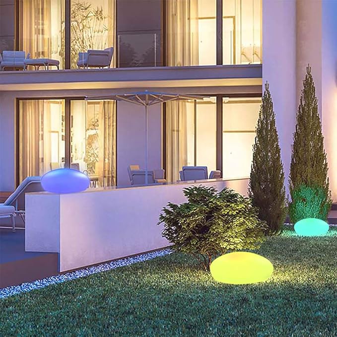 GlowPebble - Solar-Powered Stone Style LED Pathway Lights