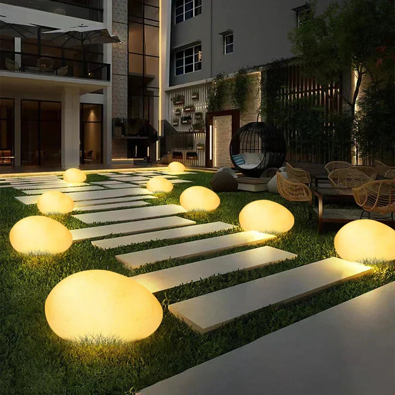 GlowPebble - Solar-Powered Stone Style LED Pathway Lights