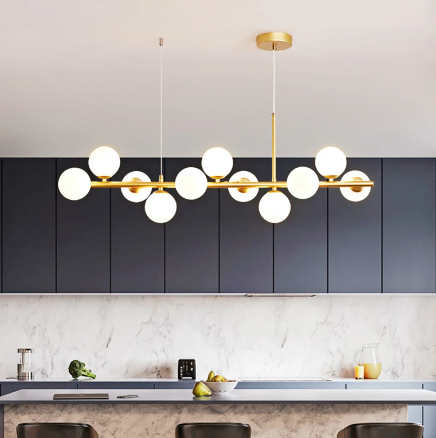 LumiSphere Modern Linear Chandelier | Elegant Glass Orb Pendant Lighting