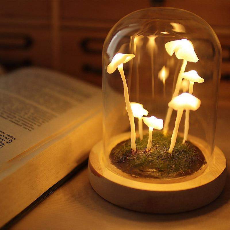 MagicalGlow - Mushroom Glass Cloche Night Light