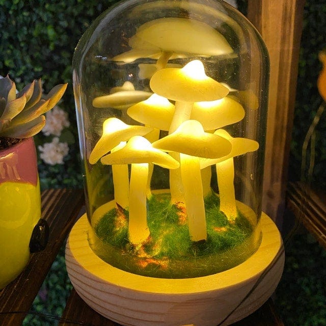 MagicalGlow - Mushroom Glass Cloche Night Light