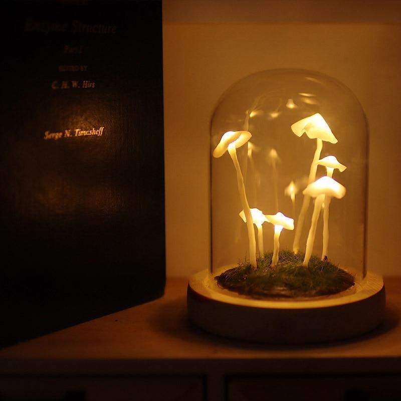 MagicalGlow - Mushroom Glass Cloche Night Light