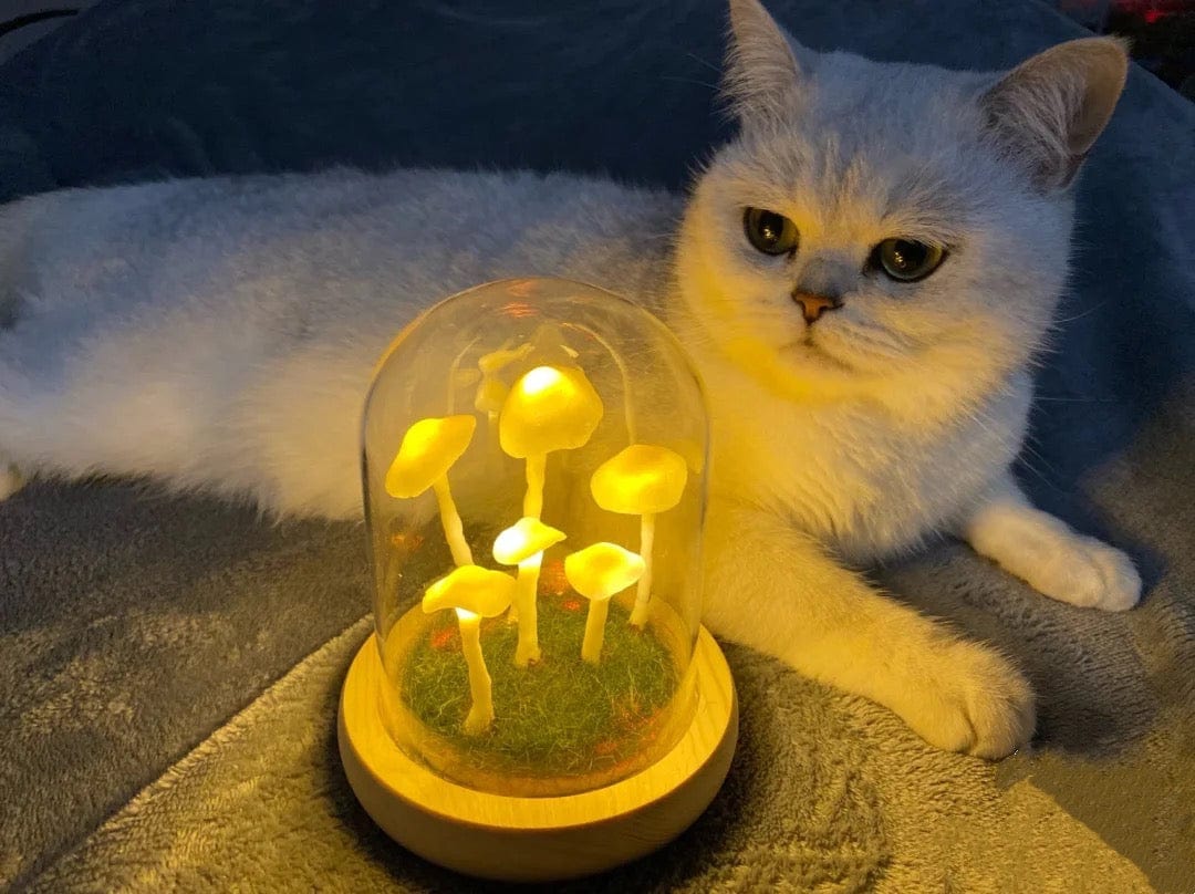 MagicalGlow - Mushroom Glass Cloche Night Light