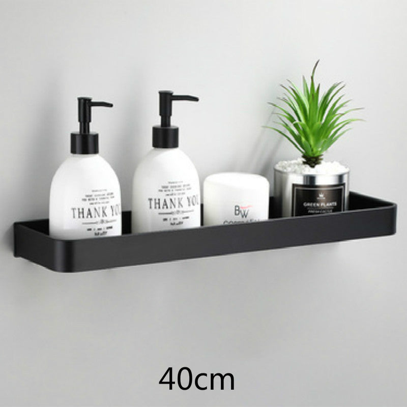 NoirLux- Wall Shelf Sleek Bathroom Storage with Towel Bar and Hooks