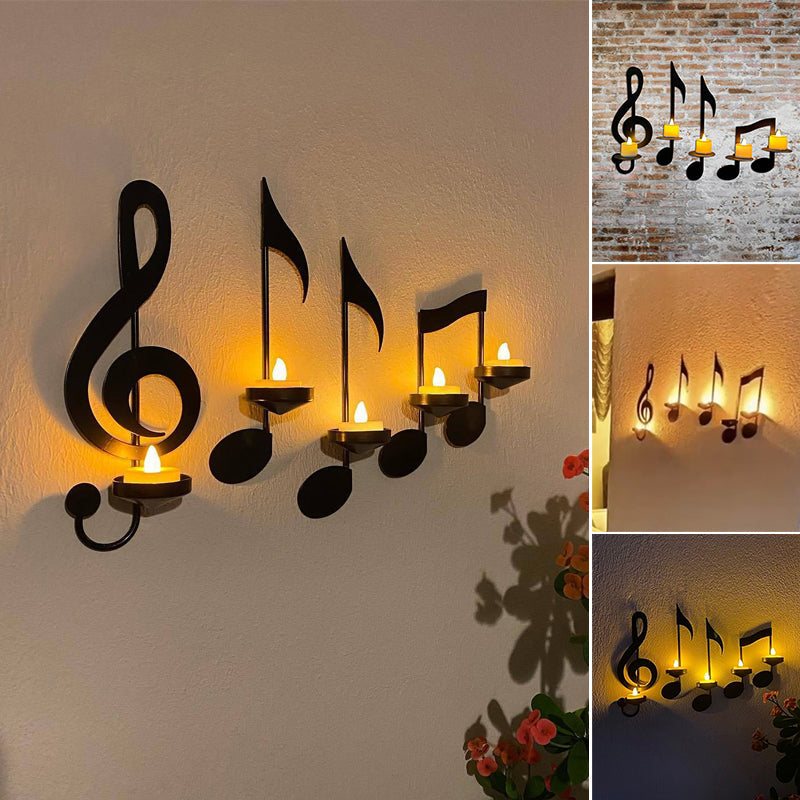 MelodicGlow – Musical Note Wall-Mounted Candle Holder