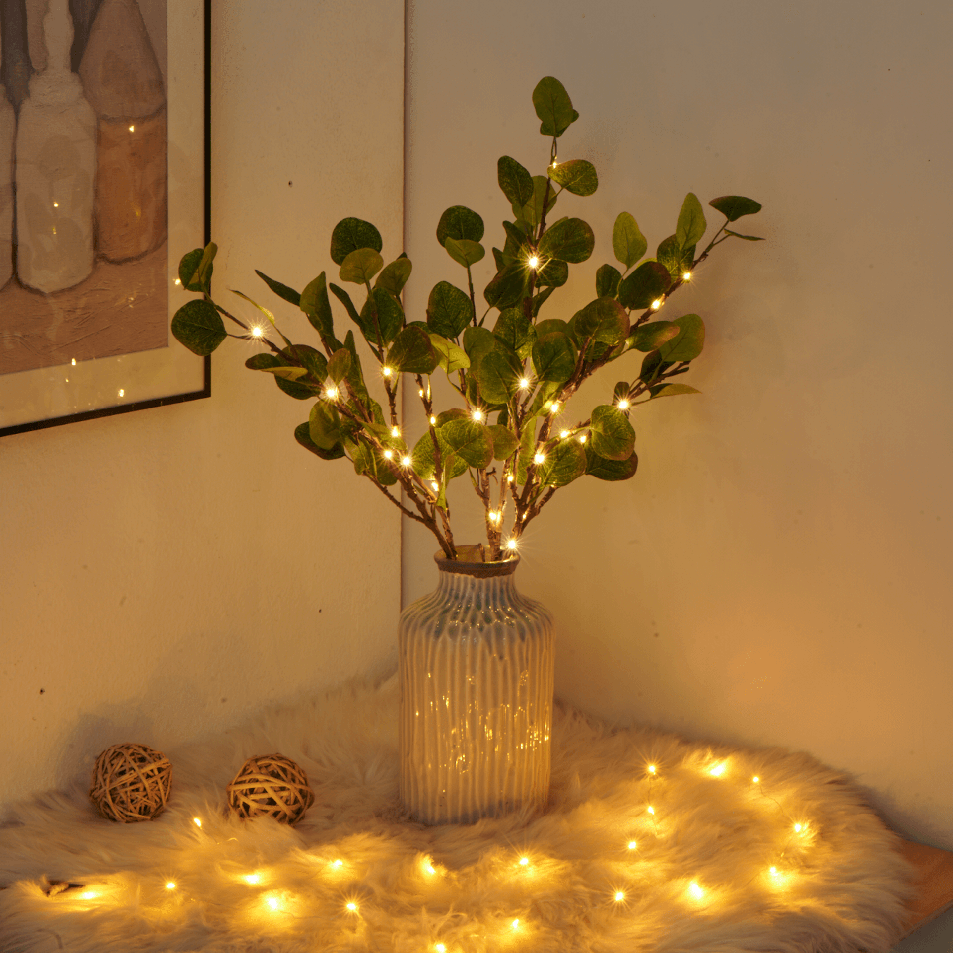 LumiFlor - LED Flower String Lights with Realistic Leaves and Battery-Powered Light