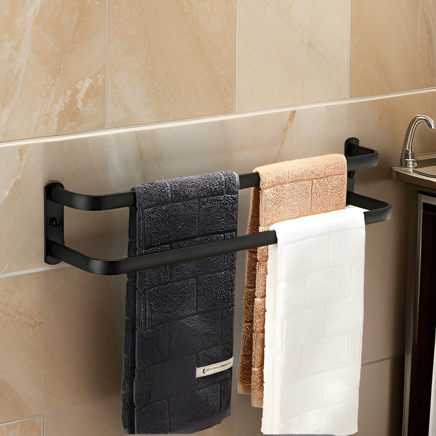 Larsen 3-Tier Space-Saving Wall Towel Holder