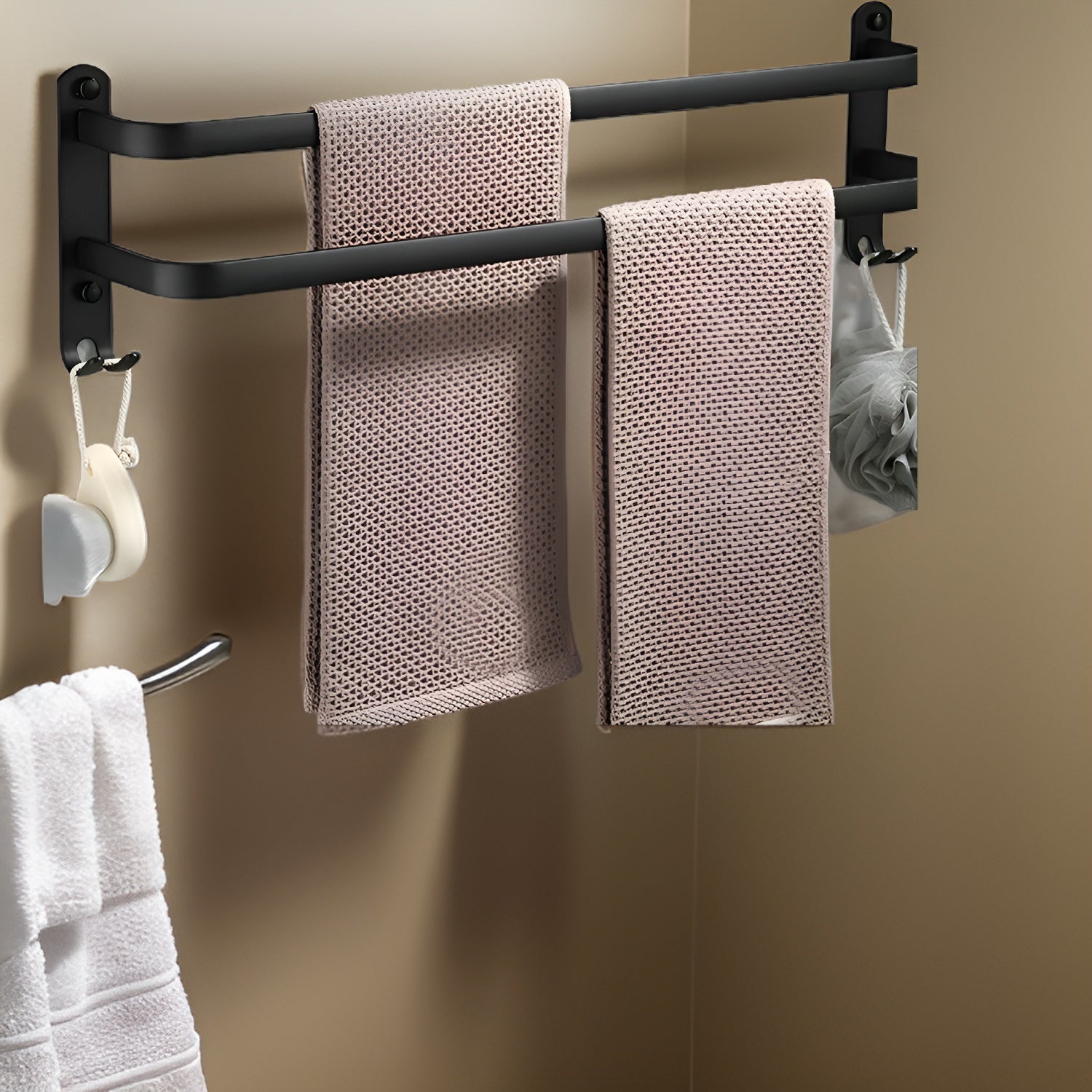 Larsen 3-Tier Space-Saving Wall Towel Holder