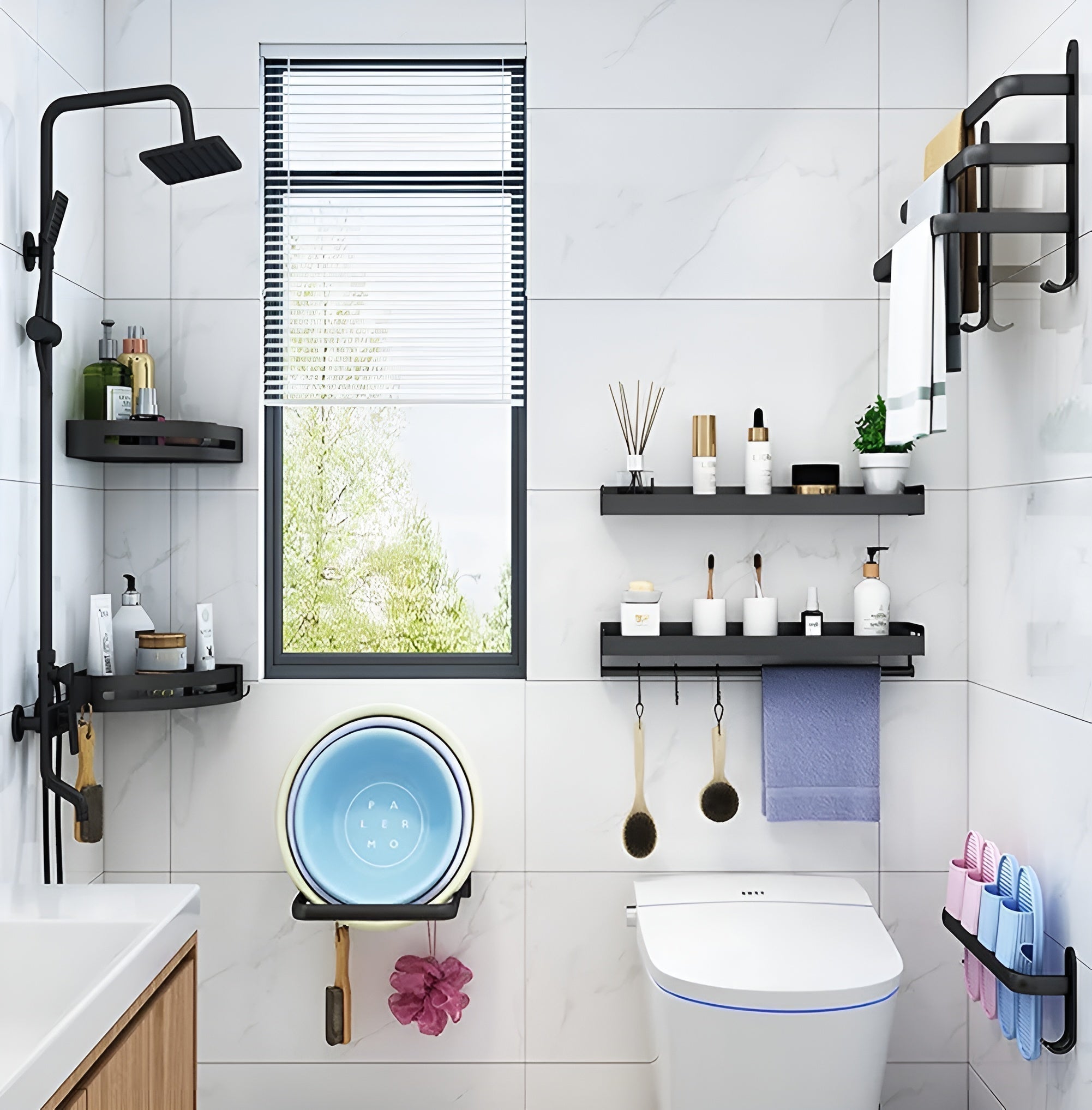 Larsen 3-Tier Space-Saving Wall Towel Holder