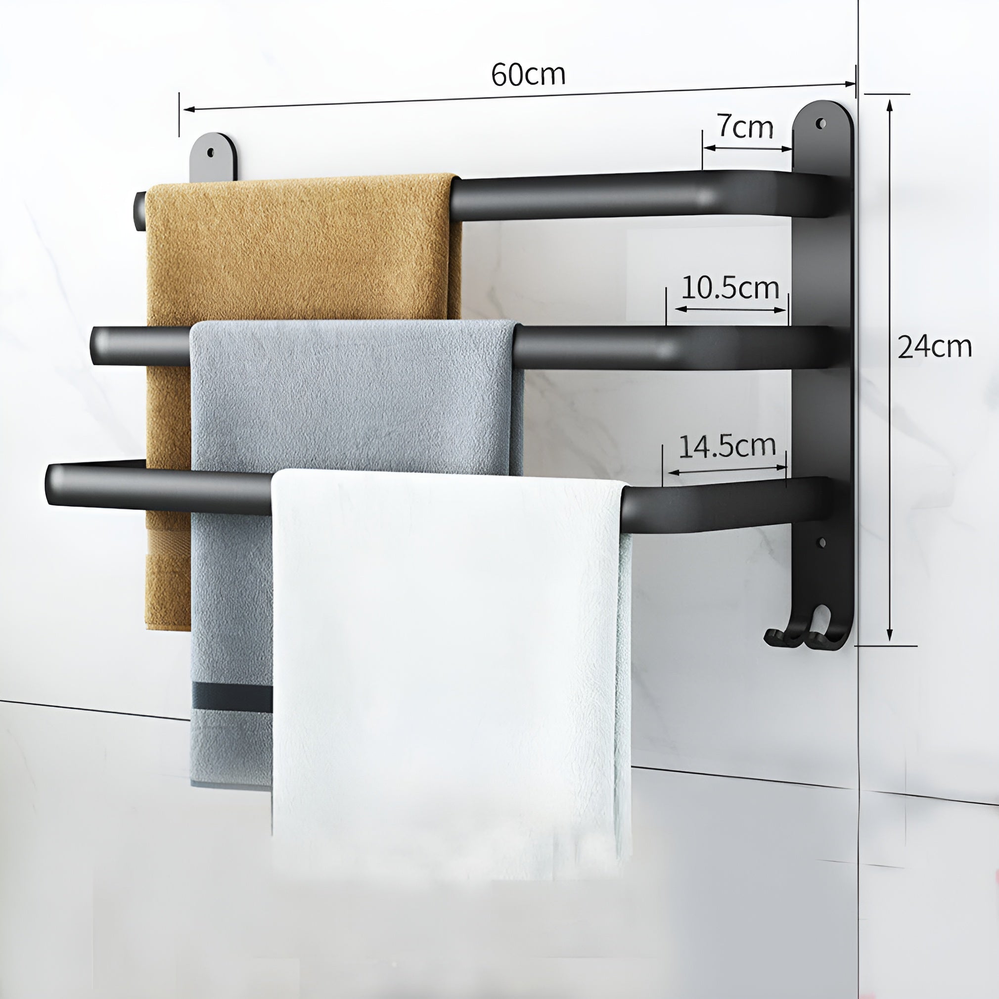 Larsen 3-Tier Space-Saving Wall Towel Holder