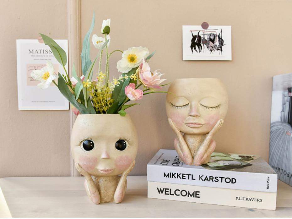 BloomCharm Artistic Face Planter – Stylish Decorative Flower Pot
