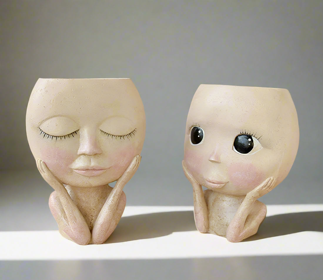 BloomCharm Artistic Face Planter – Stylish Decorative Flower Pot