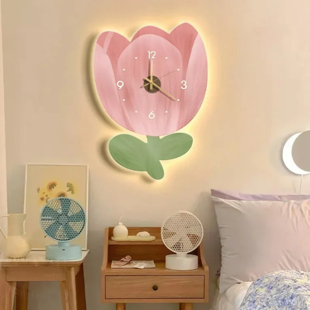 BloomGlow - Wall-mounted Flower Clock with Gentle LED Lighting