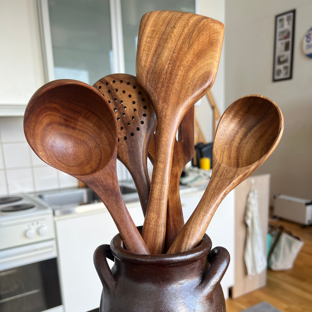 RusticElegance - Wooden Cooking Utensils Set