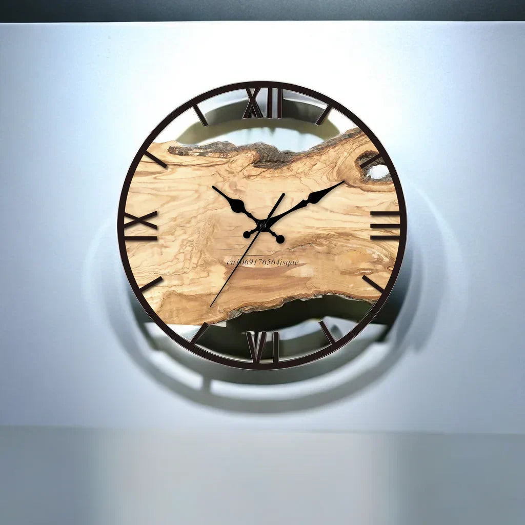 LumiVista Transparent Wood Inlay Wall Clock