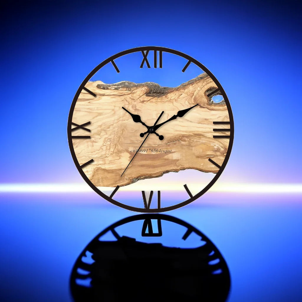 LumiVista Transparent Wood Inlay Wall Clock