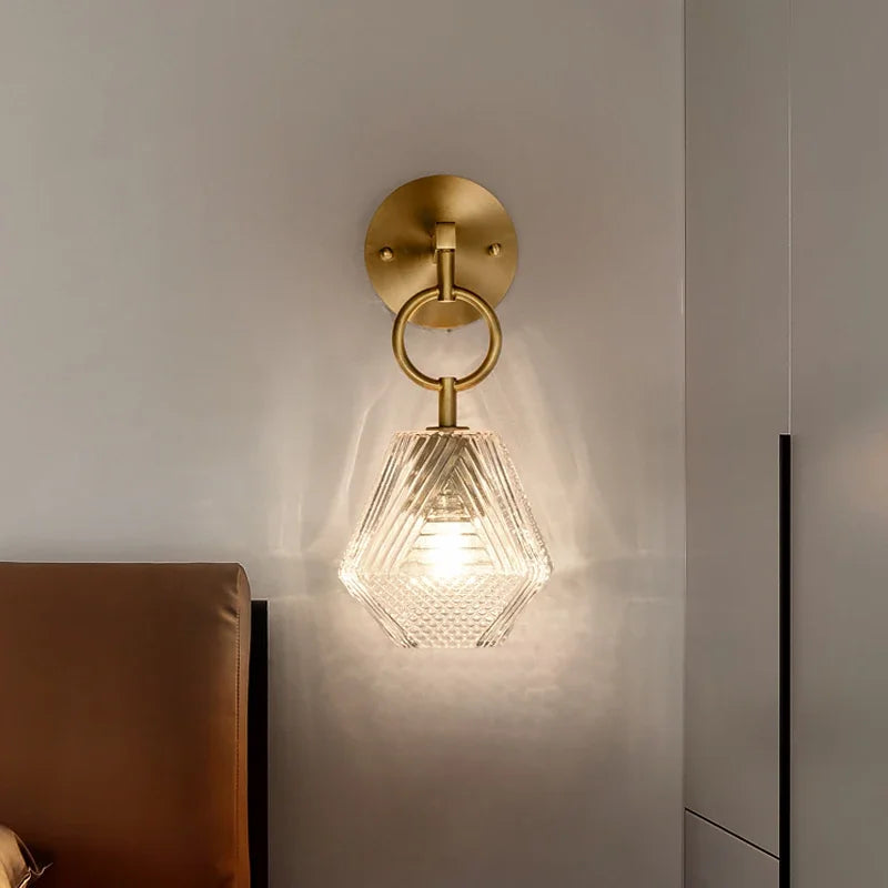 Luminara - Crystal Geometric Brass and Glass Wall Sconce