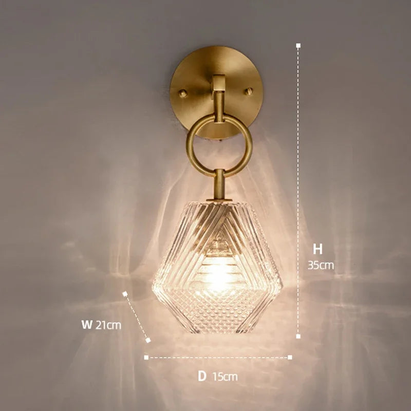 Luminara - Crystal Geometric Brass and Glass Wall Sconce