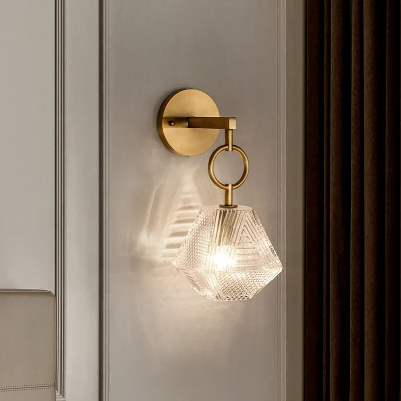 Luminara - Crystal Geometric Brass and Glass Wall Sconce
