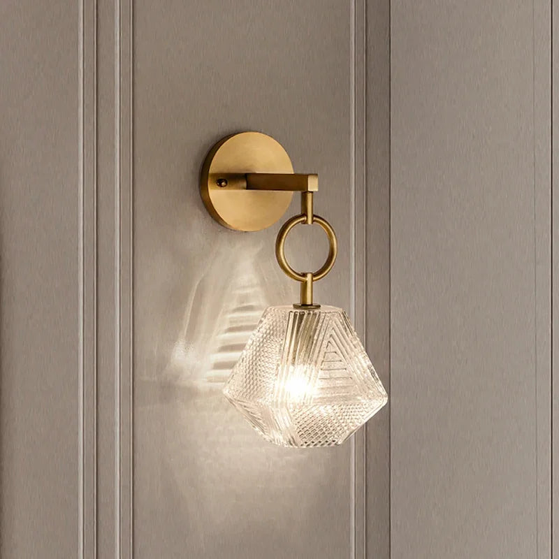 Luminara - Crystal Geometric Brass and Glass Wall Sconce