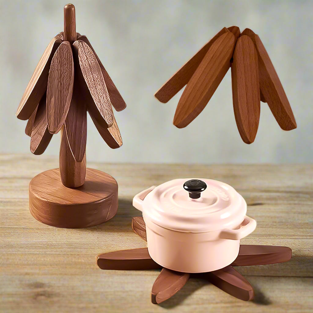 NordicWood Handmade Wooden Coaster and Mat Set