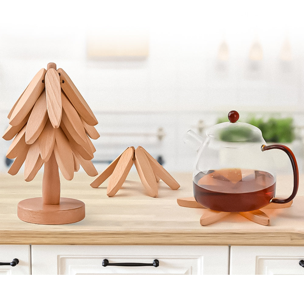 NordicWood Handmade Wooden Coaster and Mat Set