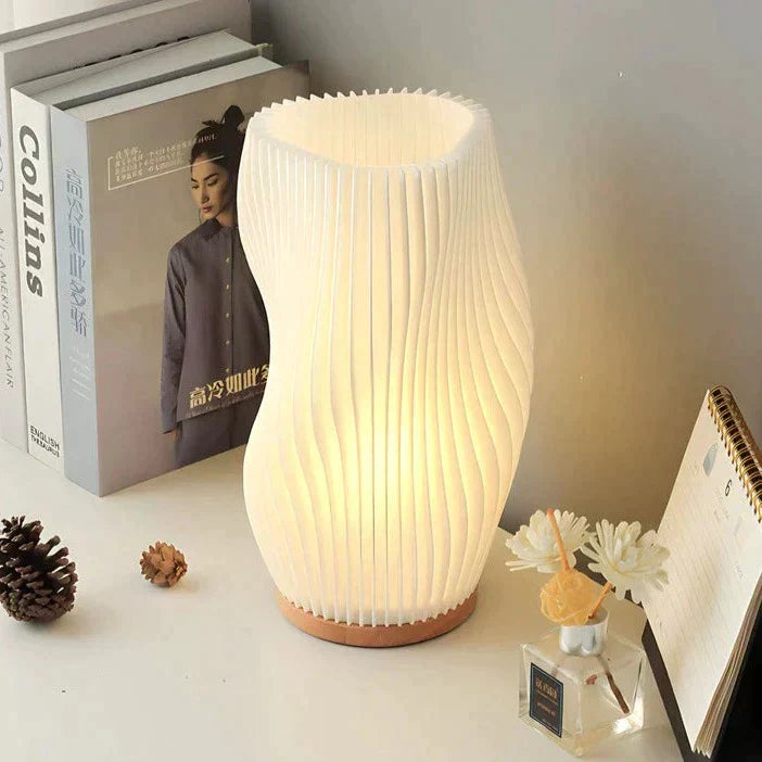 WaveLume - Modern Pleated Table Lamp with Sculptural Design