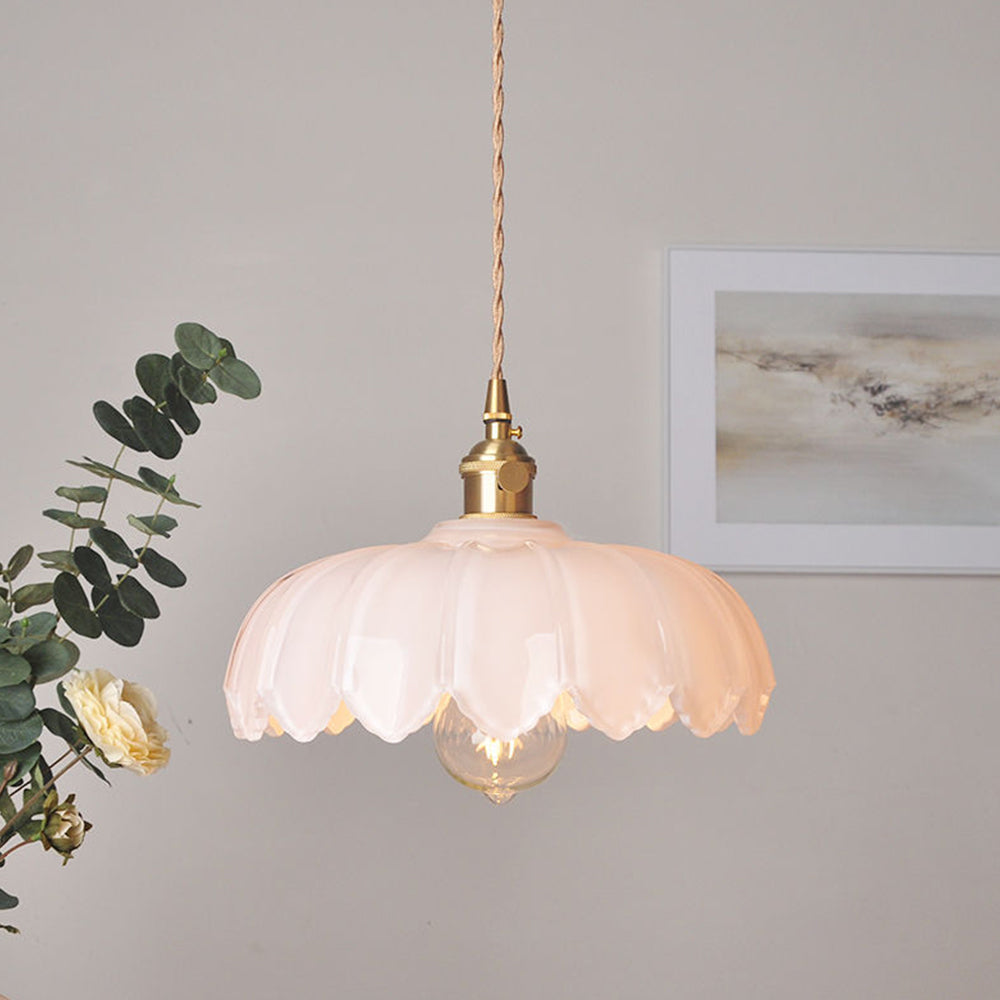 BlossomGlow – Elegant Scalloped Glass Ceiling Light