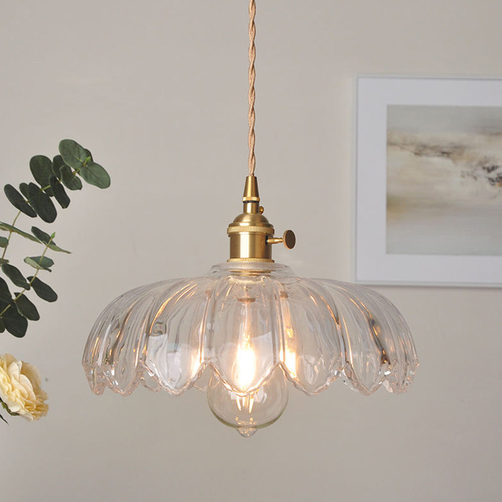 BlossomGlow – Elegant Scalloped Glass Ceiling Light