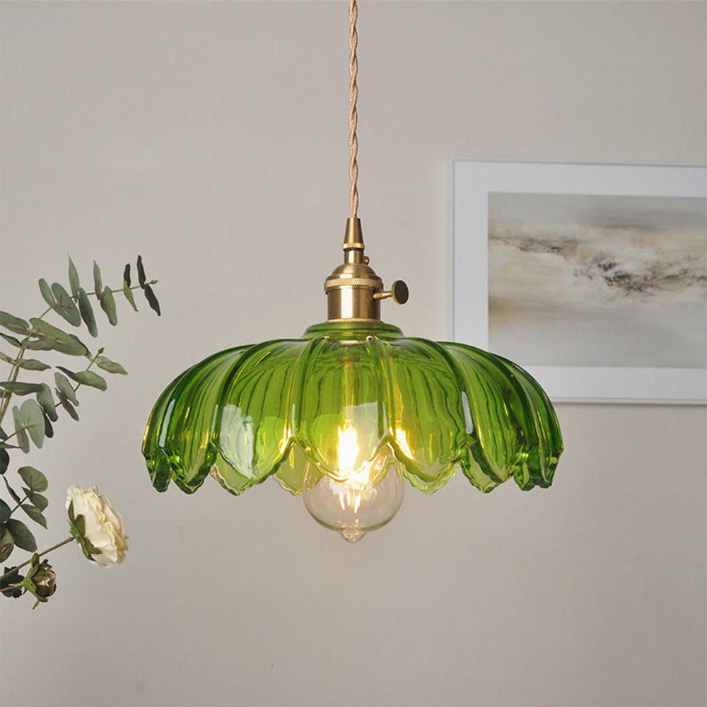 BlossomGlow – Elegant Scalloped Glass Ceiling Light