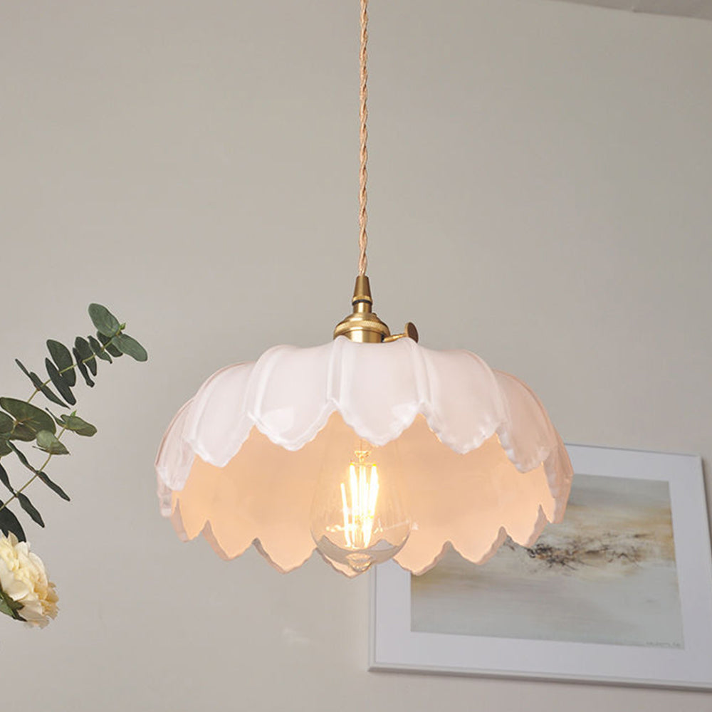 BlossomGlow – Elegant Scalloped Glass Ceiling Light