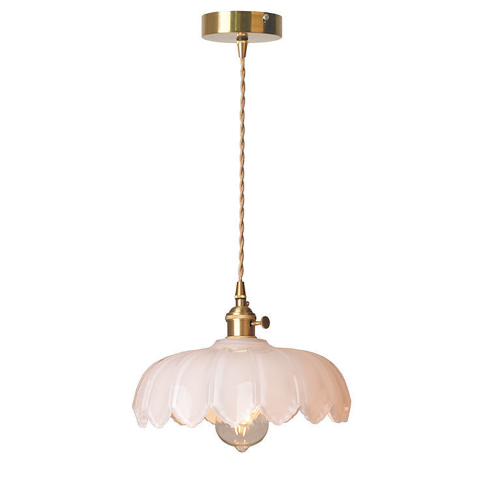 BlossomGlow – Elegant Scalloped Glass Ceiling Light