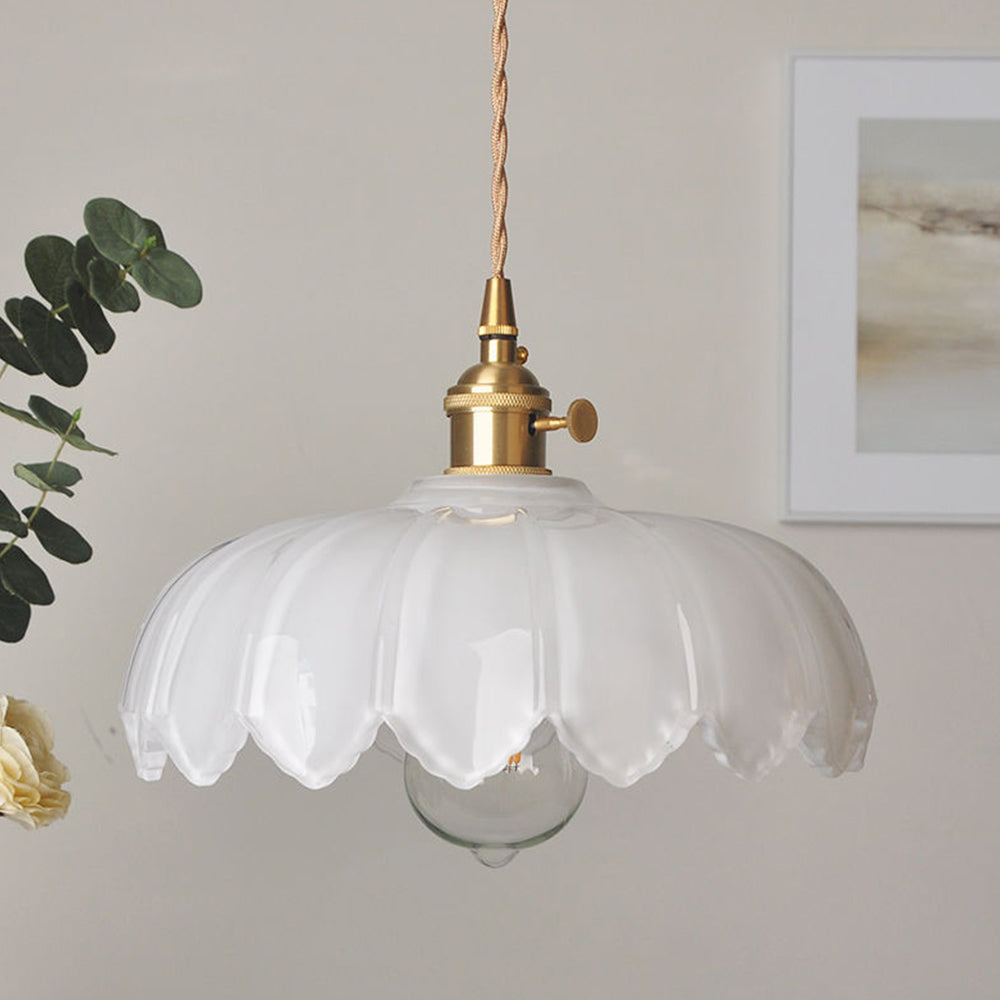 BlossomGlow – Elegant Scalloped Glass Ceiling Light