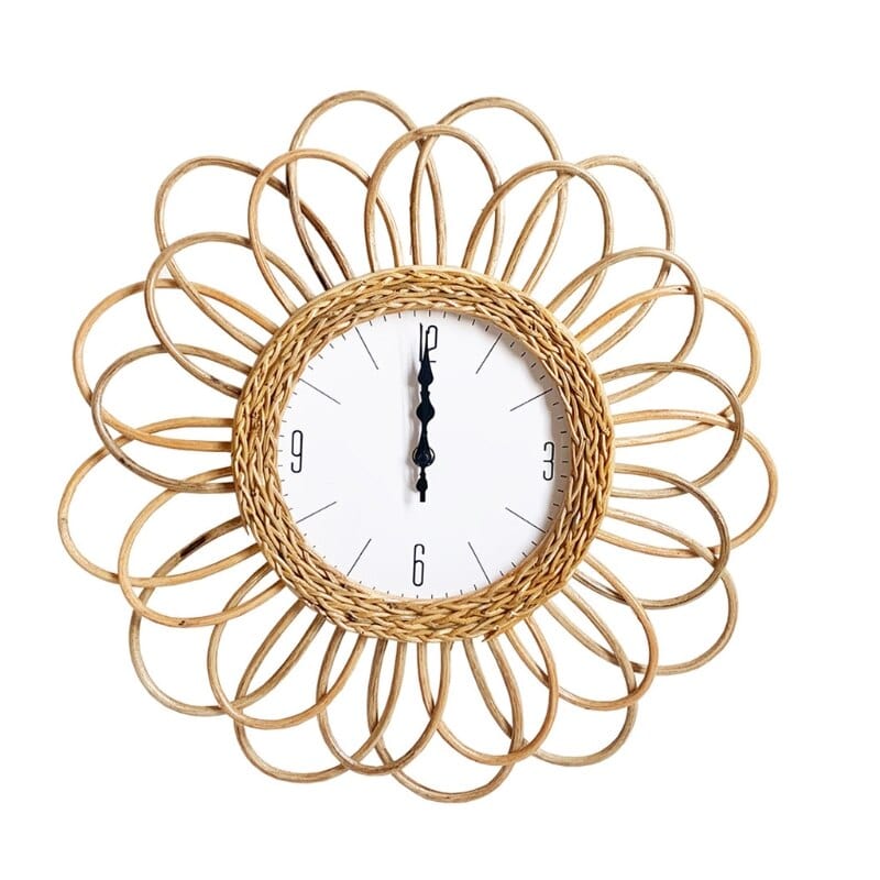 BohoBloom - Rattan Bohemian Circular and Floral Wall Clock
