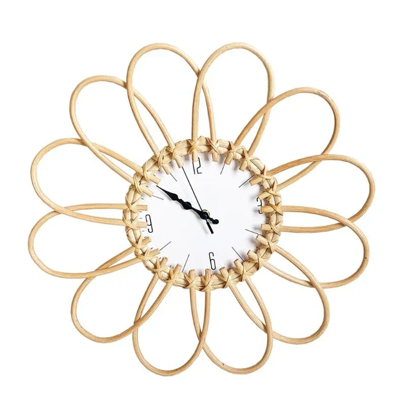 BohoBloom - Rattan Bohemian Circular and Floral Wall Clock