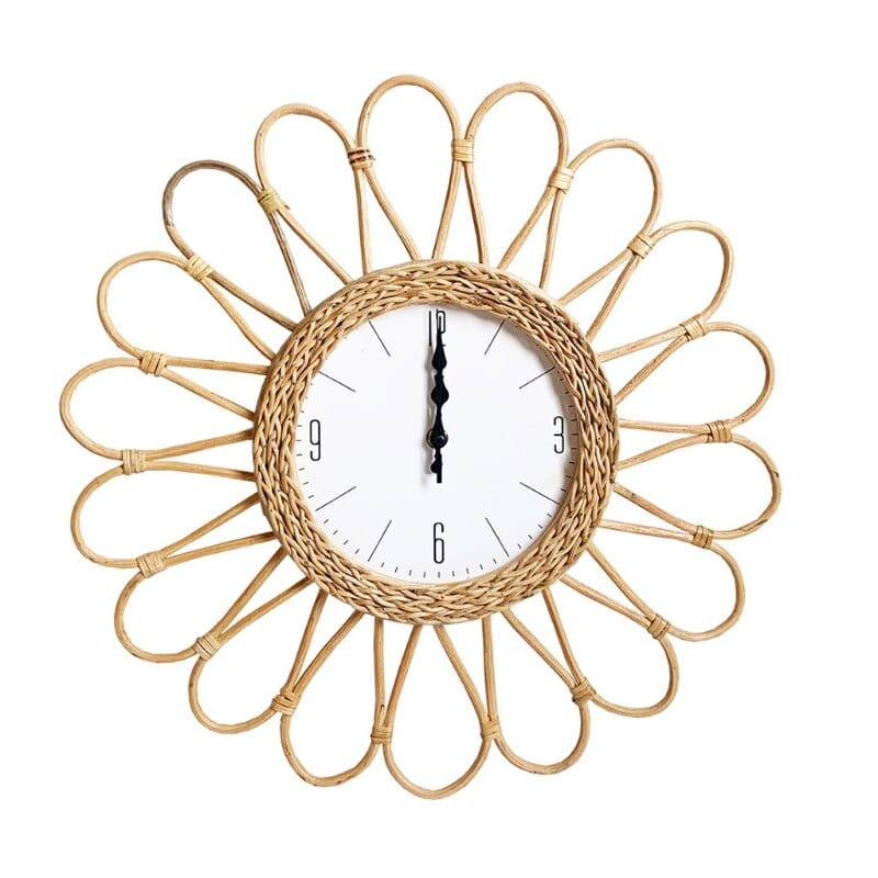 BohoBloom - Rattan Bohemian Circular and Floral Wall Clock