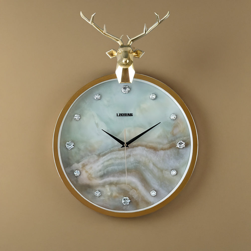 RegalStag - Timeless Marble-Effect Antler Wall Clock