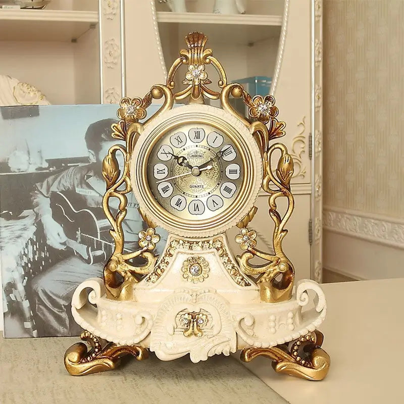 RoyalGrace - Ornate Rococo-Style Mantel Desk Clock