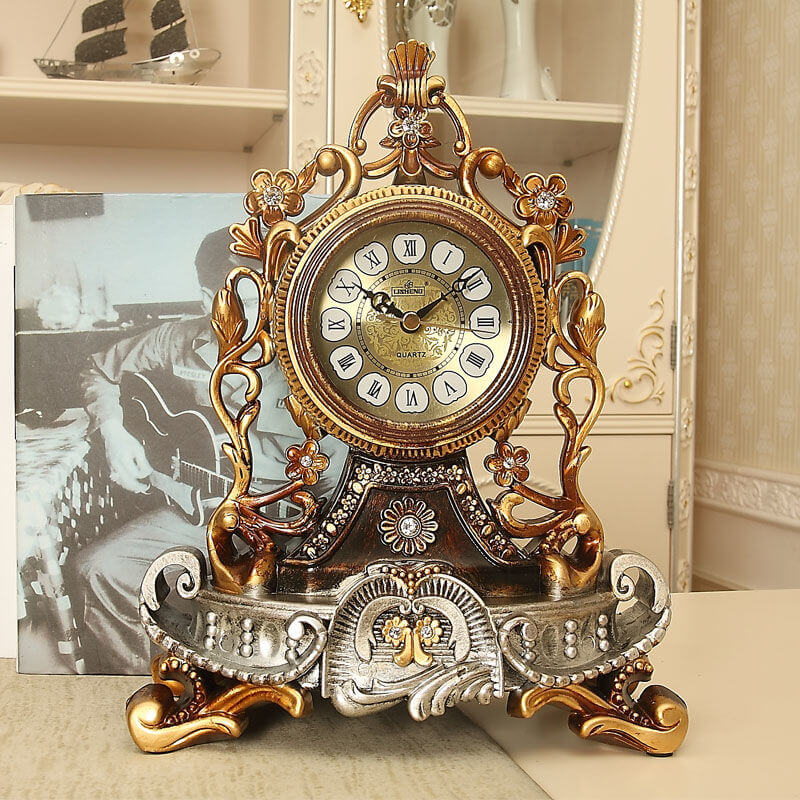 RoyalGrace - Ornate Rococo-Style Mantel Desk Clock