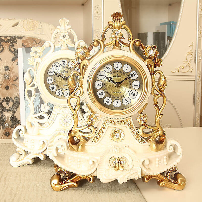 RoyalGrace - Ornate Rococo-Style Mantel Desk Clock