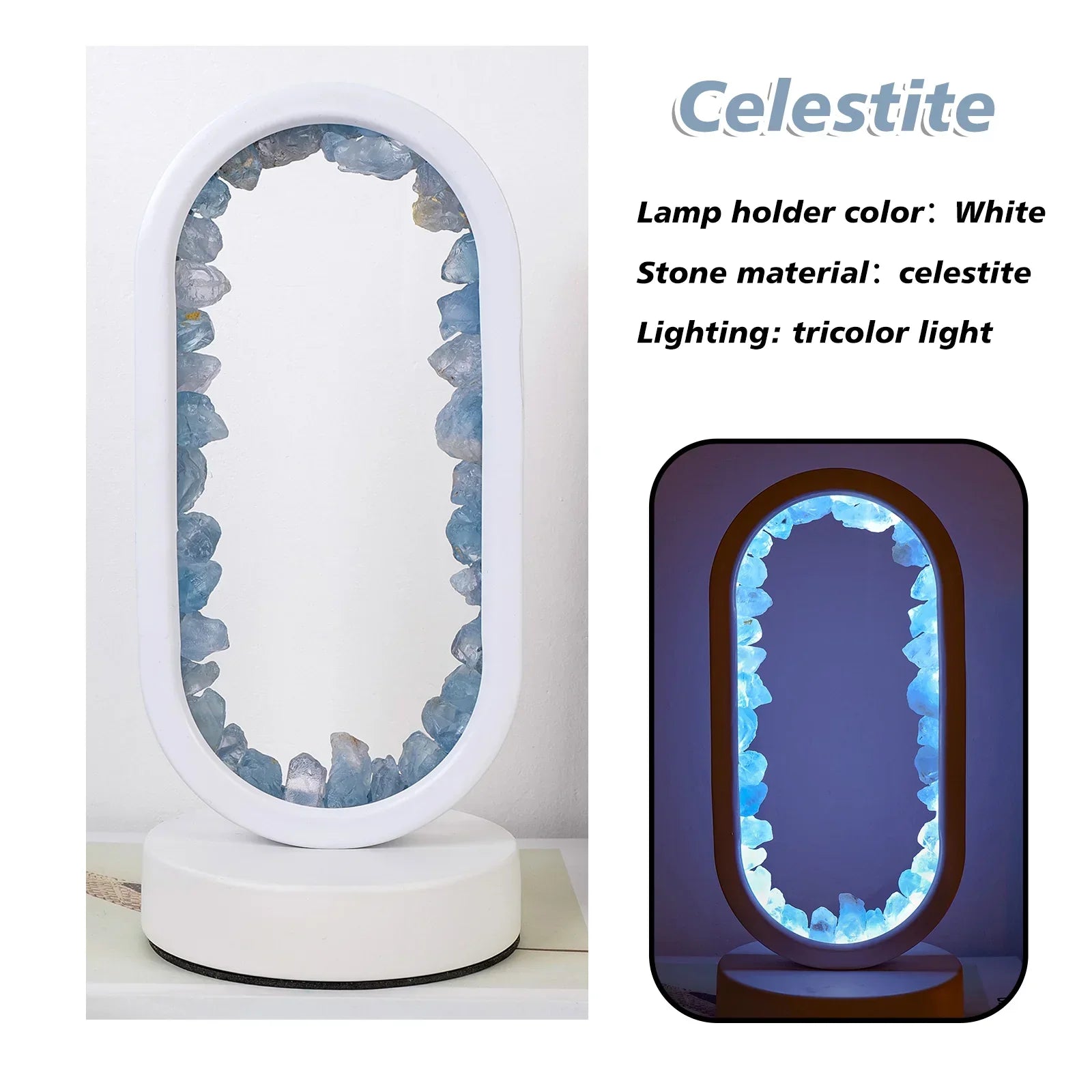 AmethystGlow- Serenity and Modern Elegance Oval Crystal LED Lamp